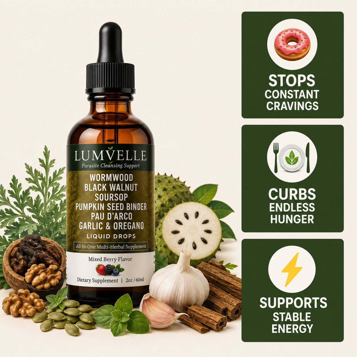 LUMVELLE™ Wild-Harvested Wormwood Drops | Cravings & Appetite Support