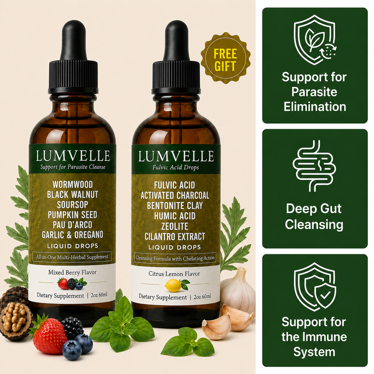 Deep Cleanse Duo: Wormwood Drops + FREE Fulvic Acid Drops